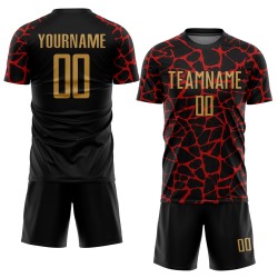 Benutzerdefinierte schwarz alt gold-rot abstrakte Netzwerk Splash Sublimation Fußball Uniform Trikot Benutzerdefinierte schwarz alt gold-rot abstrakte Netzwerk Splash Sublimation Fußball Uniform Trikot