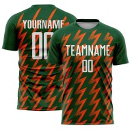 Benutzerdefinierte grün weiß-orange Zickzack-Form Sublimation Fußball Uniform Trikot Benutzerdefinierte grün weiß-orange Zickzack-Form Sublimation Fußball Uniform Trikot