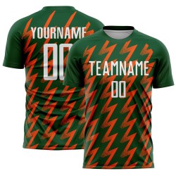 Benutzerdefinierte grün weiß-orange Zickzack-Form Sublimation Fußball Uniform Trikot Benutzerdefinierte grün weiß-orange Zickzack-Form Sublimation Fußball Uniform Trikot