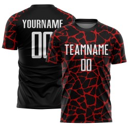 Benutzerdefinierte schwarz weiß-rot abstrakte Netzwerk Splash Sublimation Fußball Uniform Trikot Benutzerdefinierte schwarz weiß-rot abstrakte Netzwerk Splash Sublimation Fußball Uniform Trikot