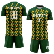 Benutzerdefinierte grün weiß-gold Zickzack Form Sublimation Fußball Uniform Trikot Benutzerdefinierte grün weiß-gold Zickzack Form Sublimation Fußball Uniform Trikot