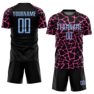 Benutzerdefinierte schwarz hellblau-rosa abstrakte Netzwerk Splash Sublimation Fußball Uniform Jersey Benutzerdefinierte schwarz hellblau-rosa abstrakte Netzwerk Splash Sublimation Fußball Uniform Jersey