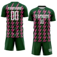 Benutzerdefinierte grün weiß-rosa Zickzack-Form Sublimation Fußball Uniform Trikot Benutzerdefinierte grün weiß-rosa Zickzack-Form Sublimation Fußball Uniform Trikot