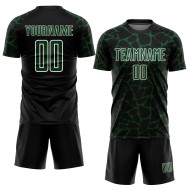 Benutzerdefinierte schwarz grün-weiß abstrakte Netzwerk Splash Sublimation Fußball Uniform Trikot Benutzerdefinierte schwarz grün-weiß abstrakte Netzwerk Splash Sublimation Fußball Uniform Trikot