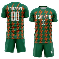 Benutzerdefinierte Kelly Grün Weiß-Orange Zickzack Form Sublimation Fußball Uniform Trikot Benutzerdefinierte Kelly Grün Weiß-Orange Zickzack Form Sublimation Fußball Uniform Trikot