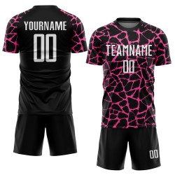 Benutzerdefinierte schwarz weiß-rosa abstrakte Netzwerk Splash Sublimation Fußball Uniform Jersey Benutzerdefinierte schwarz weiß-rosa abstrakte Netzwerk Splash Sublimation Fußball Uniform Jersey