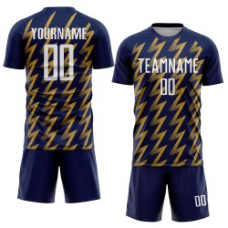 Benutzerdefiniertes Marine-Weiß-Altgold-Sublimations-Fußballtrikot mit Zickzack-Form Benutzerdefiniertes Marine-Weiß-Altgold-Sublimations-Fußballtrikot mit Zickzack-Form