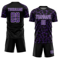 Benutzerdefinierte schwarz lila-weiß abstrakte Netzwerk Splash Sublimation Fußball Uniform Trikot Benutzerdefinierte schwarz lila-weiß abstrakte Netzwerk Splash Sublimation Fußball Uniform Trikot