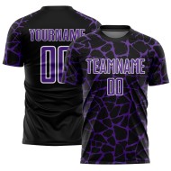 Benutzerdefinierte schwarz lila-weiß abstrakte Netzwerk Splash Sublimation Fußball Uniform Trikot Benutzerdefinierte schwarz lila-weiß abstrakte Netzwerk Splash Sublimation Fußball Uniform Trikot