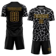 Benutzerdefinierte schwarz grau-gold abstrakte Netzwerk Splash Sublimation Fußball Uniform Trikot Benutzerdefinierte schwarz grau-gold abstrakte Netzwerk Splash Sublimation Fußball Uniform Trikot