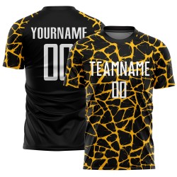 Benutzerdefinierte schwarz weiß-gold abstrakte Netzwerk Splash Sublimation Fußball Uniform Trikot Benutzerdefinierte schwarz weiß-gold abstrakte Netzwerk Splash Sublimation Fußball Uniform Trikot