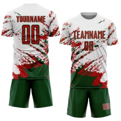 Benutzerdefinierte weiß rot-grün abstrakte Fragment Kunst Splash Sublimation Fußball Uniform Jersey Benutzerdefinierte weiß rot-grün abstrakte Fragment Kunst Splash Sublimation Fußball Uniform Jersey